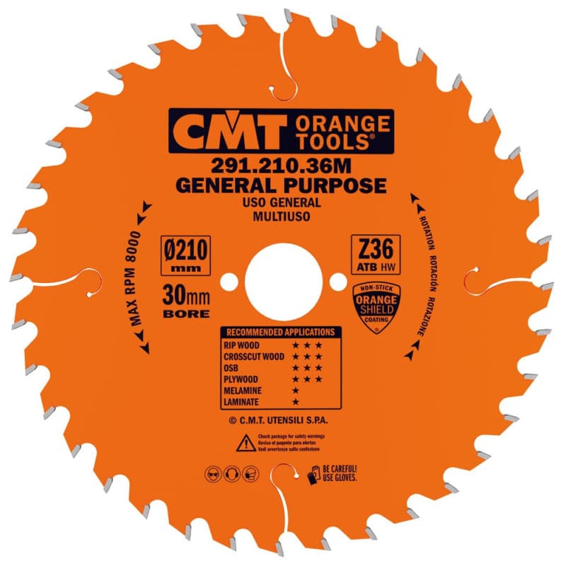 Lame de scie circulaire CMT 210mm pour outils portables