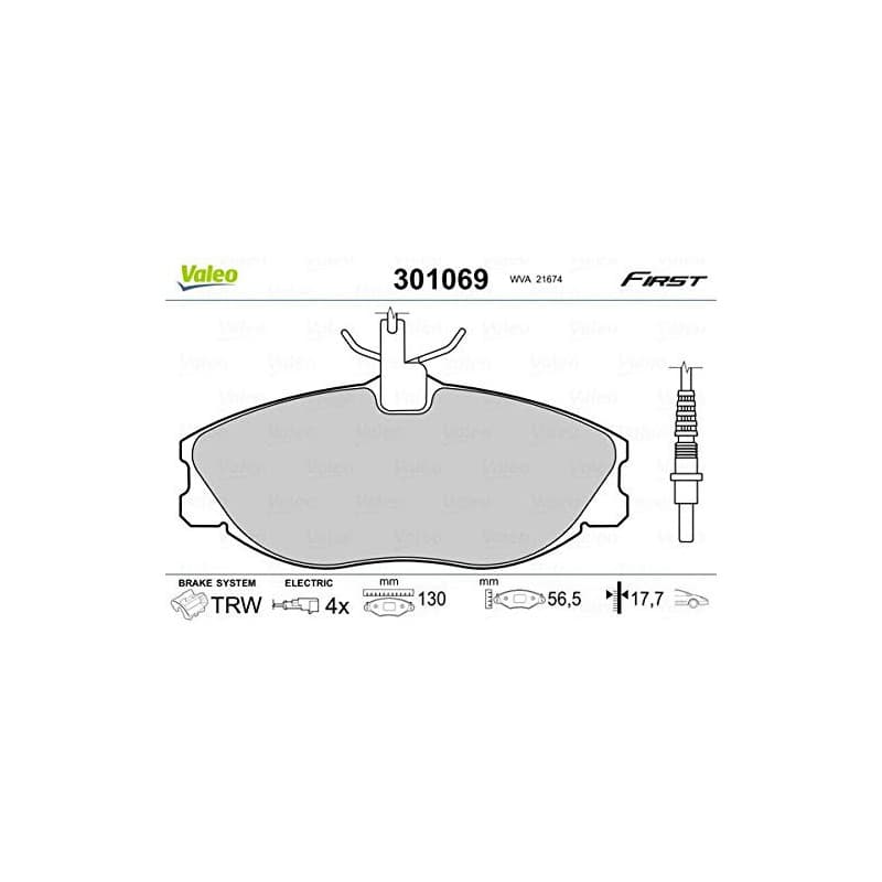 Plaquettes de Frein Avant Valeo Essential 301069 - Jeu de 4 Plaquettes Certifiées ECE-R90