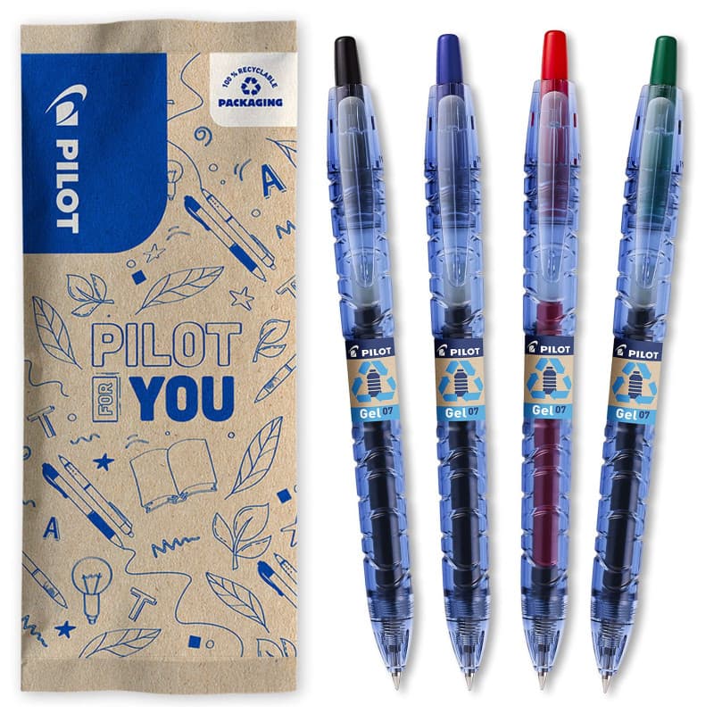 Lot de 4 Stylos Roller B2P Gel Rétractables - Éco-Responsables et Rechargeables
