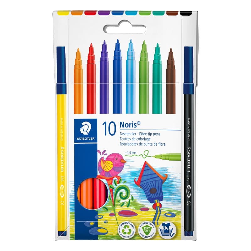Feutres de Coloriage Noris 326 - Étui de 10 Couleurs Assorties