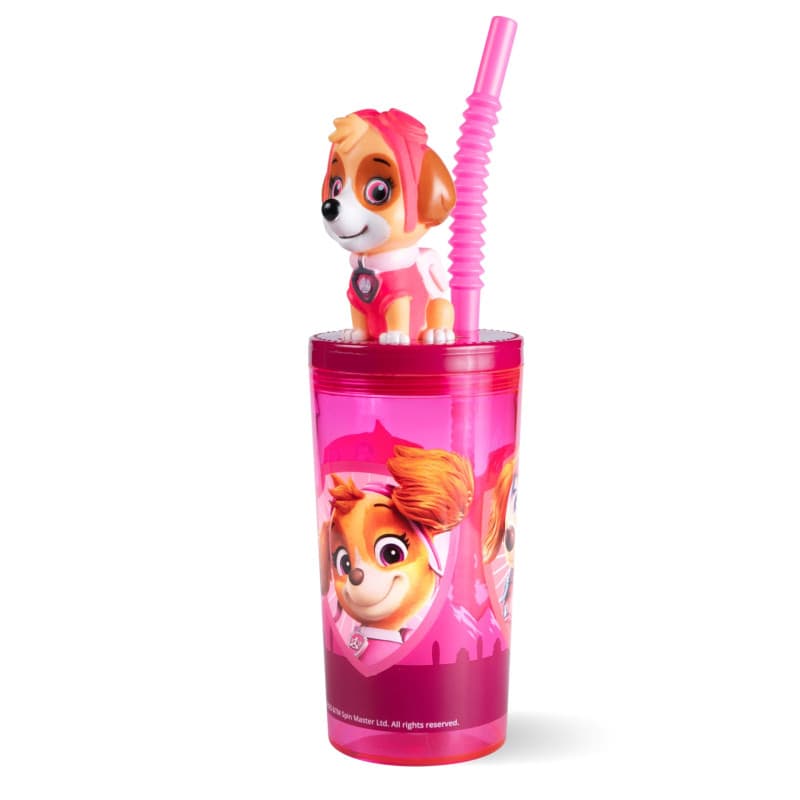 Gobelet Enfant Paw Patrol avec Couvercle et Paille - Skye 3D