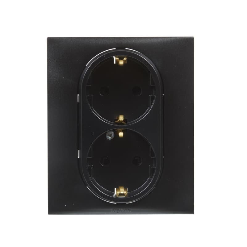 Double Prise Anthracite 2 x 2P+T 16A Niloé Step pour Installation Encastrée