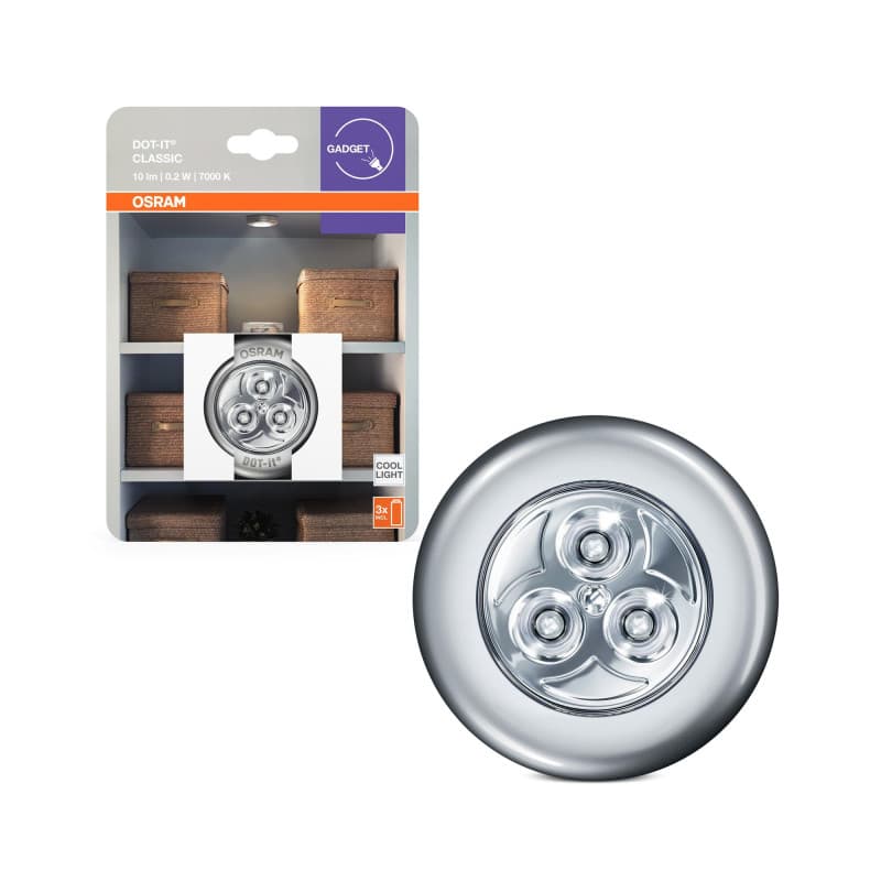 Luminaire LED à Piles Osram DOT-it CLASSIC - Éclairage Flexible Argenté
