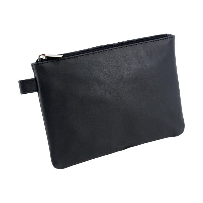 Porte-monnaie en cuir noir Alassio 42233 avec fermeture éclair