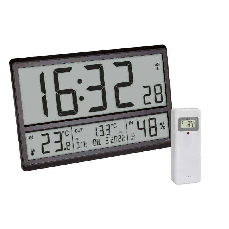 Horloge numérique XL TFA Dostmann avec affichage de la température et du jour en français