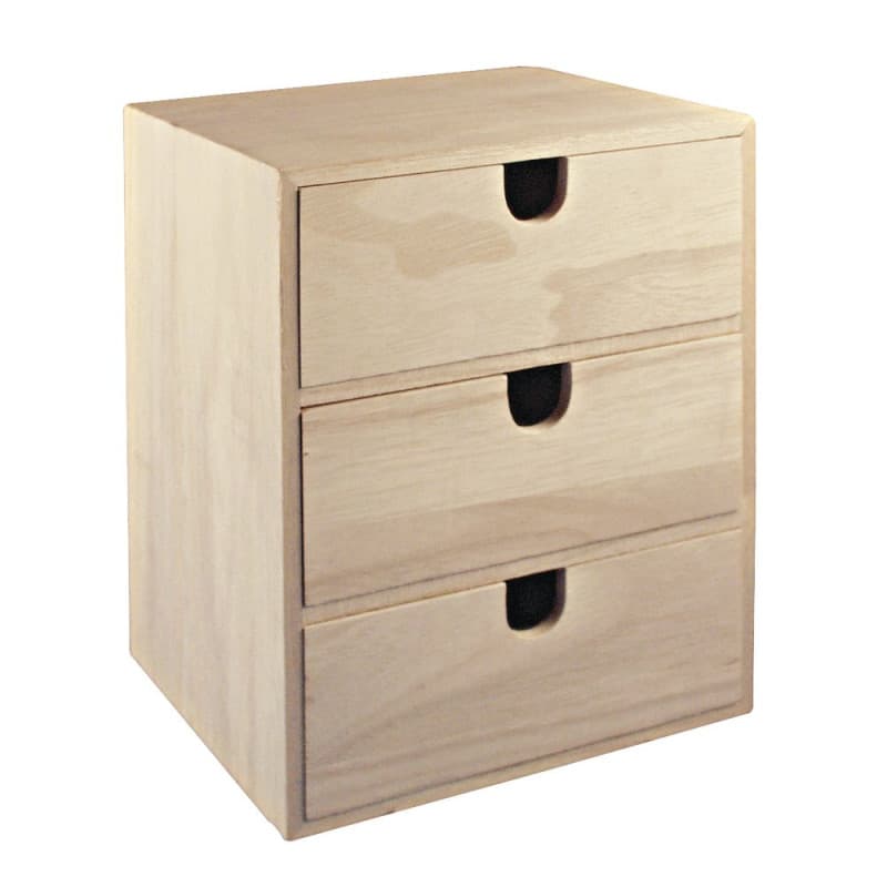 Petite commode en bois avec 3 tiroirs pour accessoires de bureau et bijoux