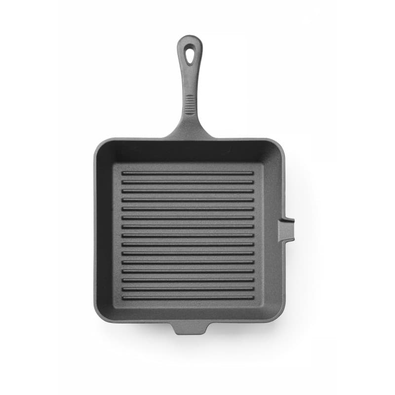 Poêle à Griller en Fonte HENDI avec Bec Verseur - Idéale pour Barbecue et Four