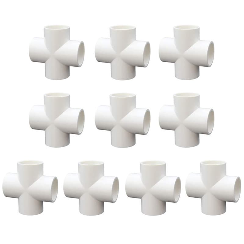 Kit de 10 Connecteurs Croix 4 Voies en PVC pour Serres et Meubles - JIHUOO