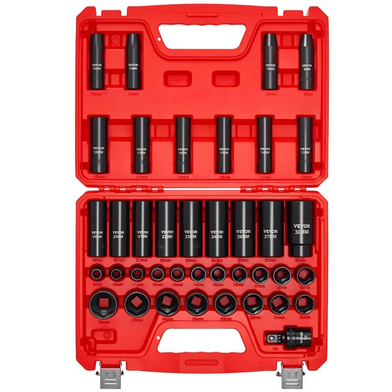 Coffret Professionnel de Douilles à Chocs VEVOR 39 Pièces - Kit Métallique 12,7 mm