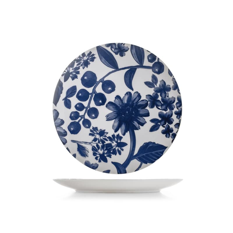 Set de 6 Assiettes Plates Grandiflora en Porcelaine Bleue - 27 cm