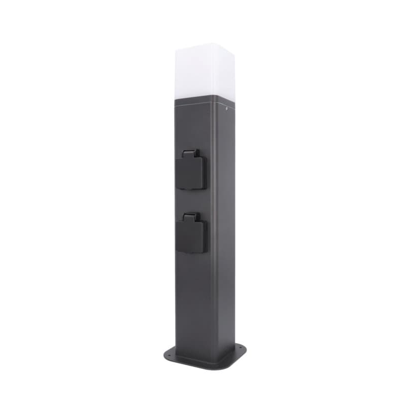Colonne de Jardin en Aluminium avec 2 Prises Schuko et Lampe E27 - Anthracite