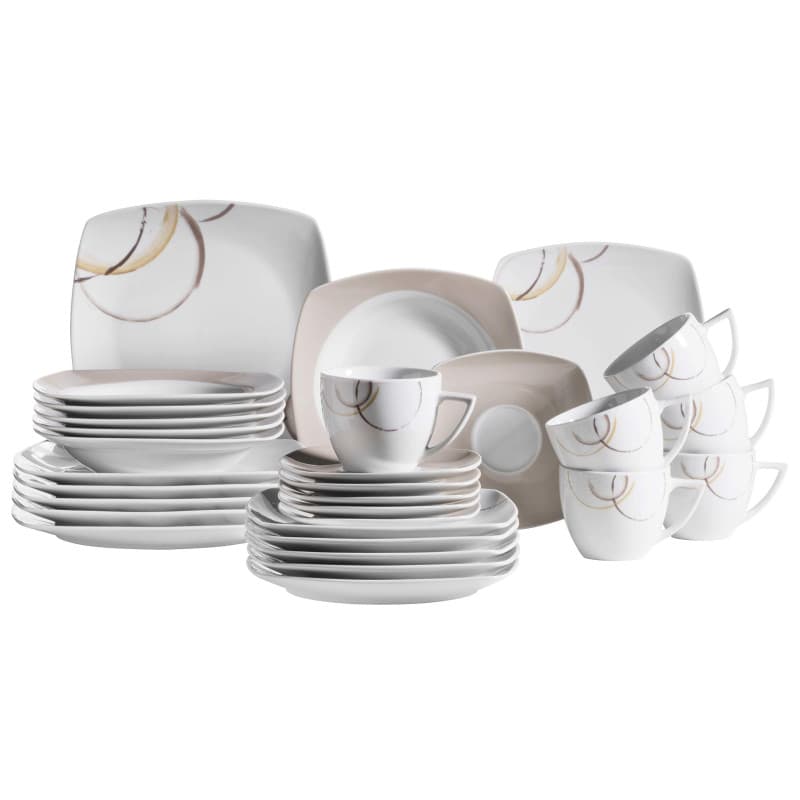 Service de table MÄSER Nela 30 pièces pour 6 personnes - Blanc et Marron