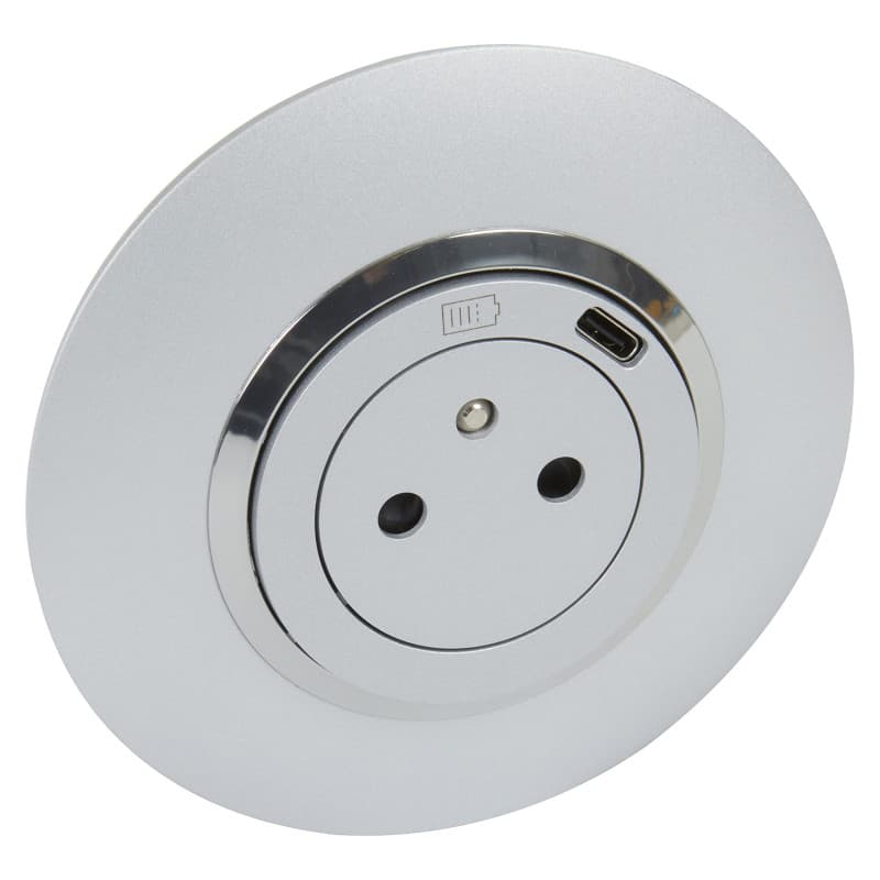 Prise de courant Legrand avec chargeur USB Type C - Aluminium