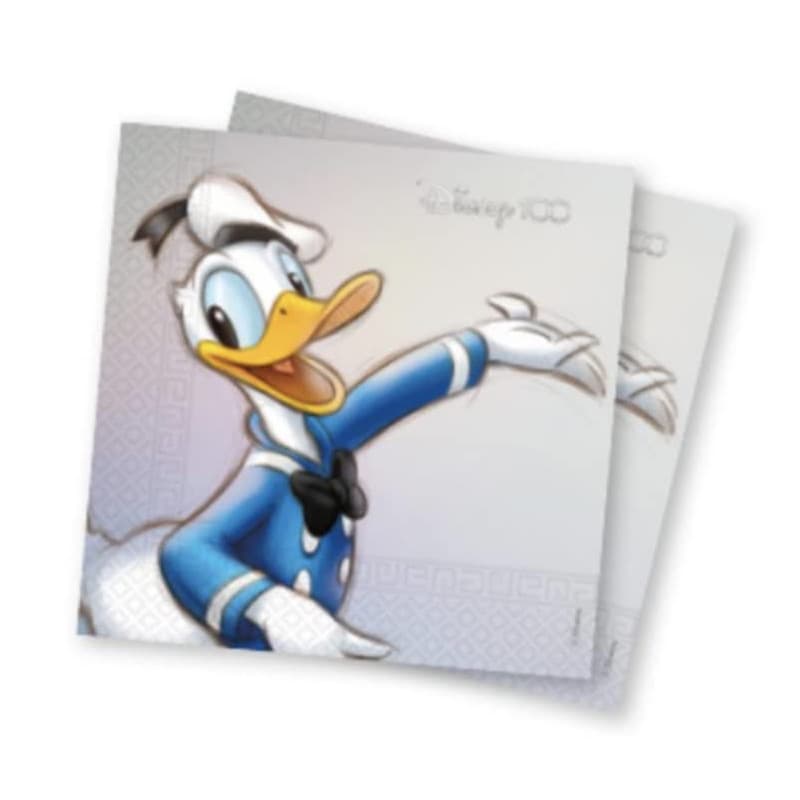 Lot de 20 serviettes en papier Donald Duck - Célébration Disney 100 ans