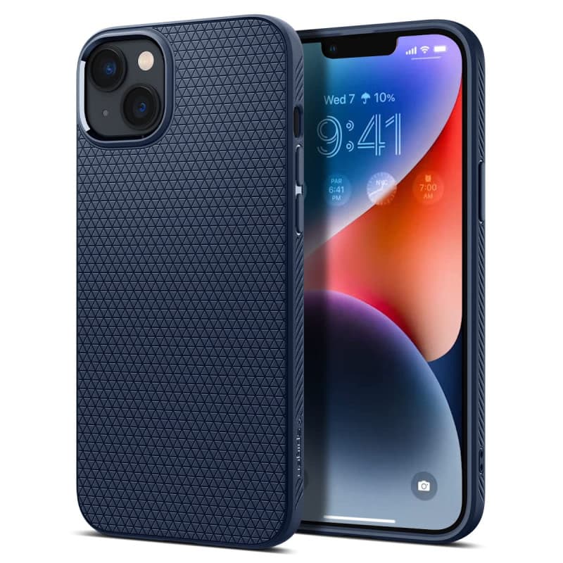 Coque Spigen Liquid Air pour iPhone 14 - Bleu Marin Antidérapant