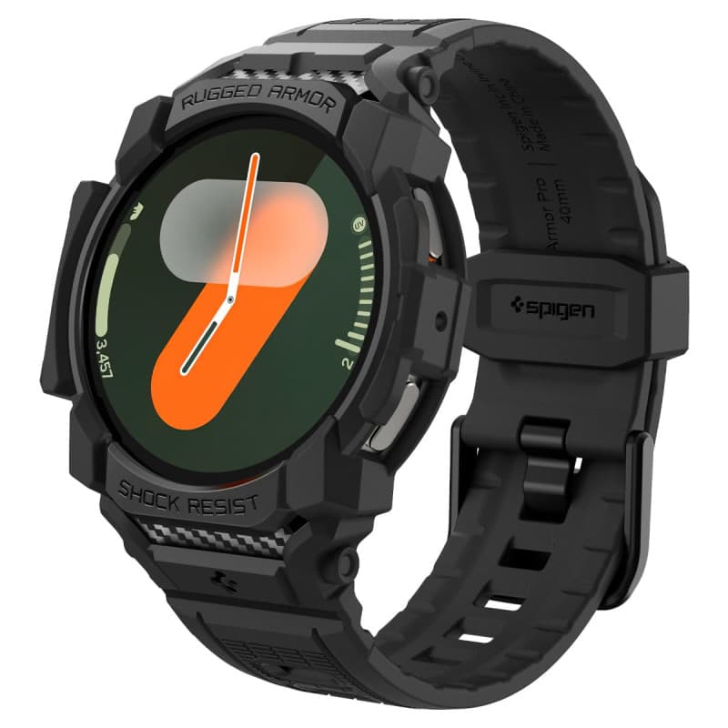 Coque Spigen Rugged Armor Pro avec Bracelet pour Samsung Galaxy Watch 7 40mm - Noir Mat