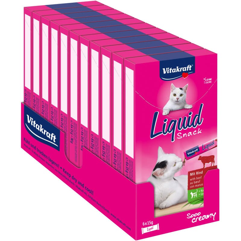Vitakraft Snack Liquide au Bœuf pour Chats avec Herbe à Chat