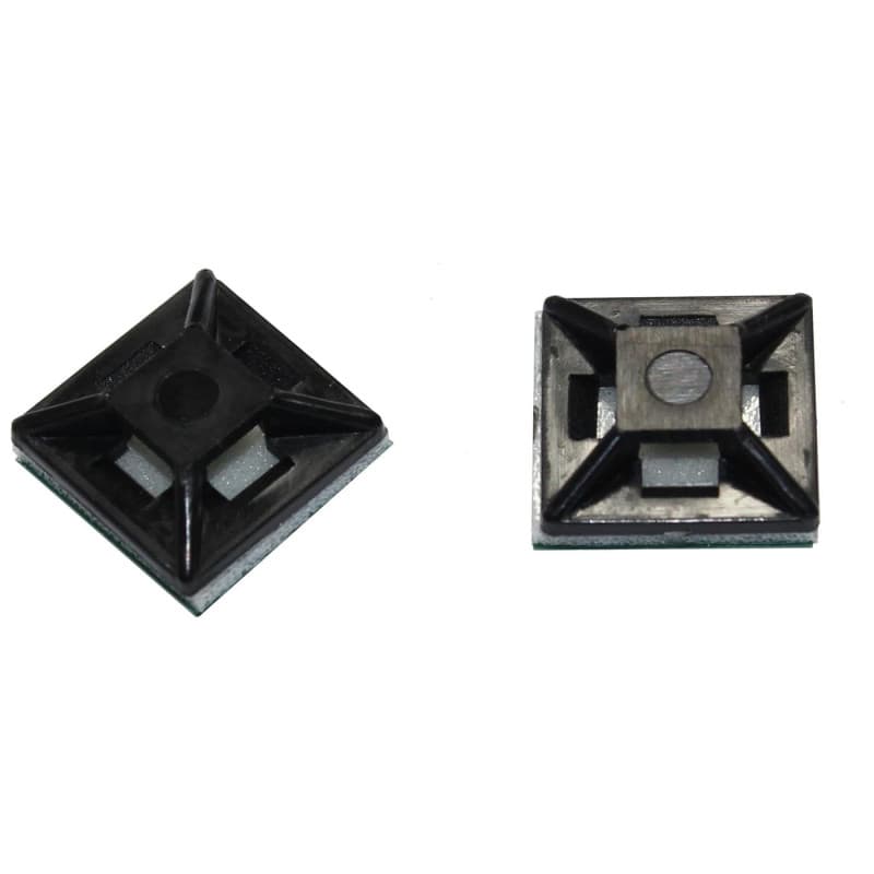 100 Douilles Adhésives Noires pour Attaches de Câbles - 28x28mm