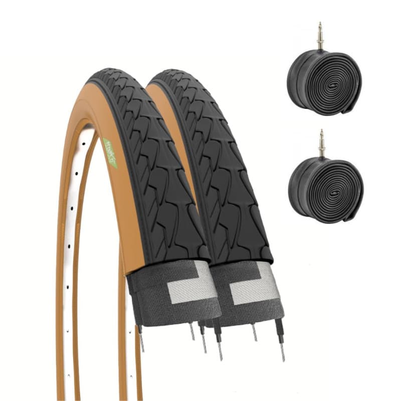 Pack de 2 Pneus Noir 700 x 35 C avec Chambres à Air pour City Bike et Trekking