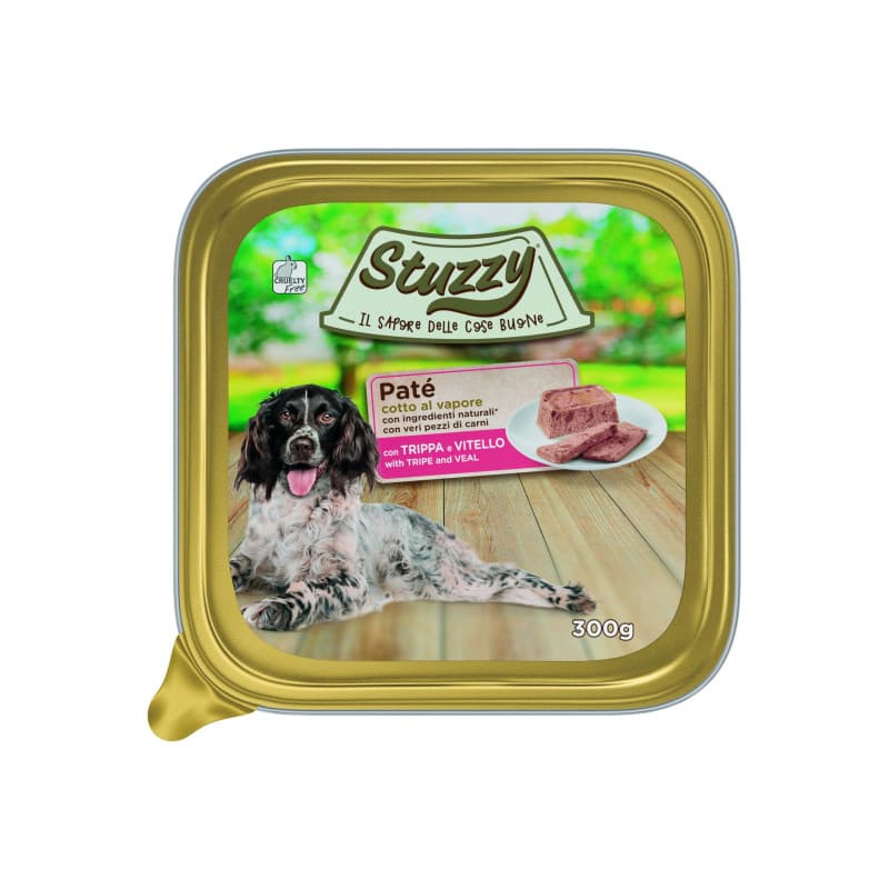 Pâté Stuzzy pour Chiens Adultes - Tripe et Veau en Morceaux (18 x 300g)