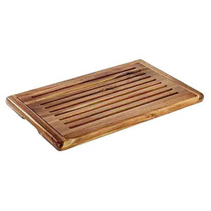 Planche à Pain en Bois d'Acacia avec Ramasse-Miettes Amovible - 47,5 x 32 cm