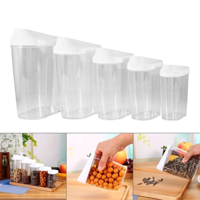 Lot de 5 récipients hermétiques en plastique avec couvercles transparents