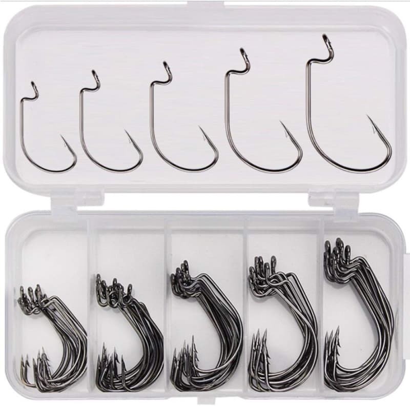 Hameçons de Pêche Amacoam - 50 Pièces en Acier Carbone avec Boîte de Rangement