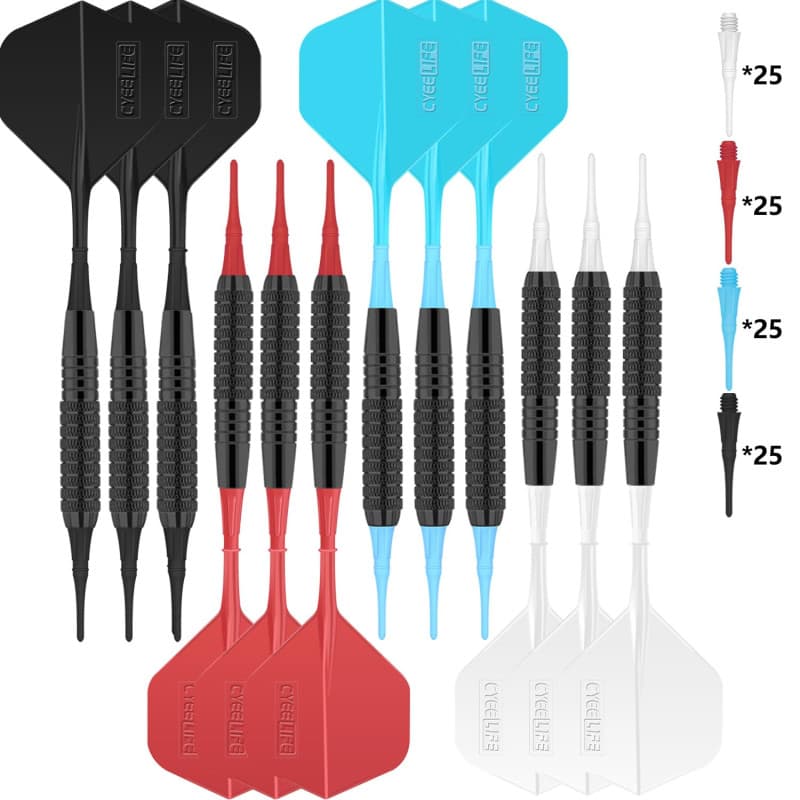 CyeeLife Fléchettes Souples 12 Pièces avec Pointes en Plastique