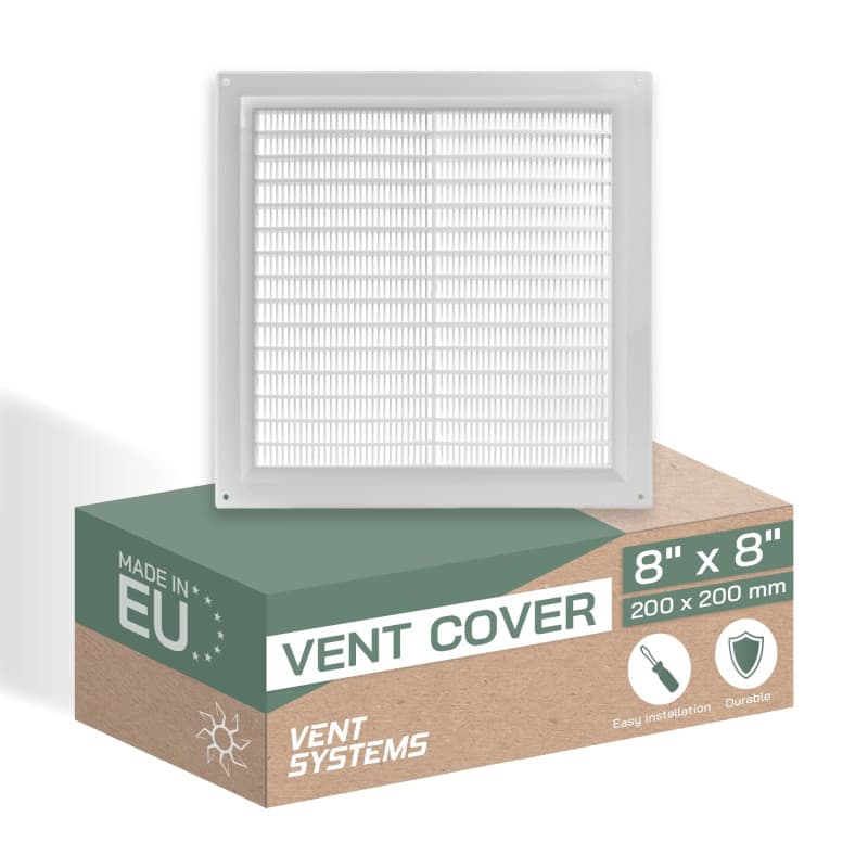 Grille d'Aération Carrée en Plastique Blanc 20,3 x 20,3 cm - Vent Systems