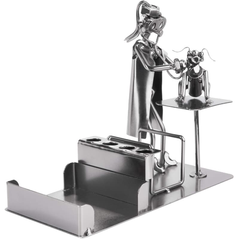 Figurine Décorative en Métal avec Porte-Stylo et Chien - BRUBAKER
