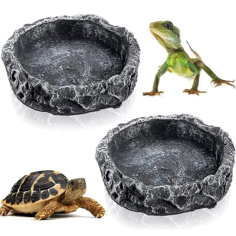 Bol en Résine pour Reptiles - Set de 2, Mangeoire et Abreuvoir