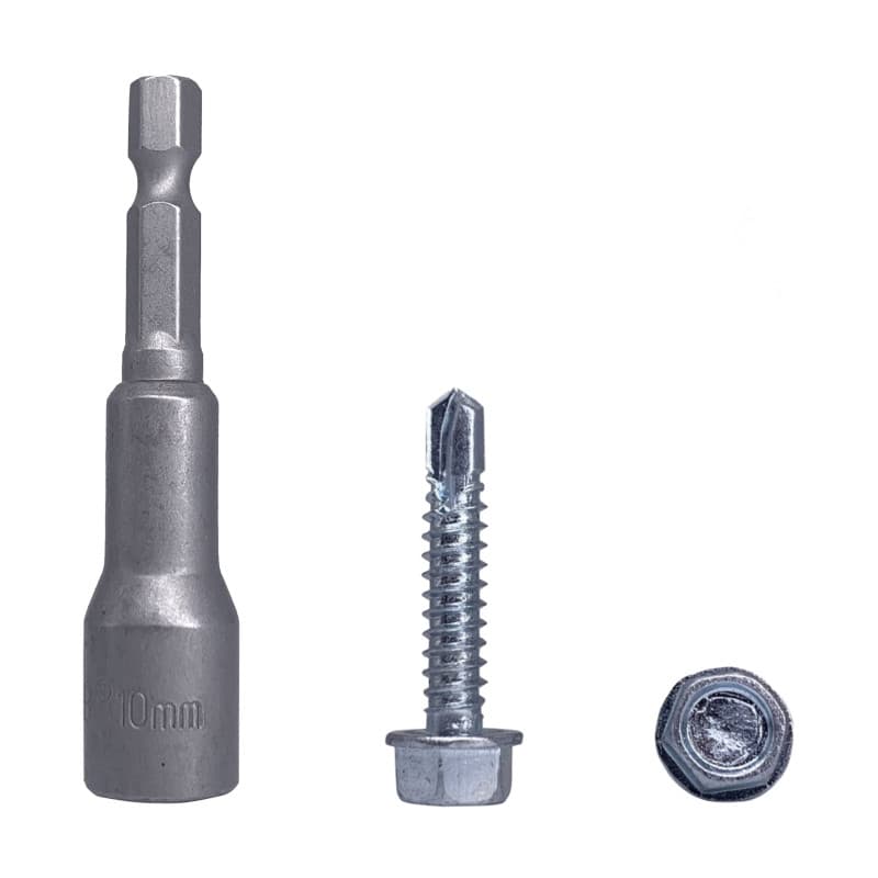 Lot de 30 vis autotaraudeuses en acier zingué 6,3 x 32 mm - Tête hexagonale