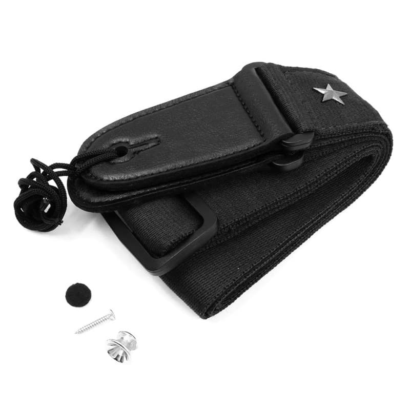 Sangle de guitare réglable en coton Alnicov - Noir avec motif étoile