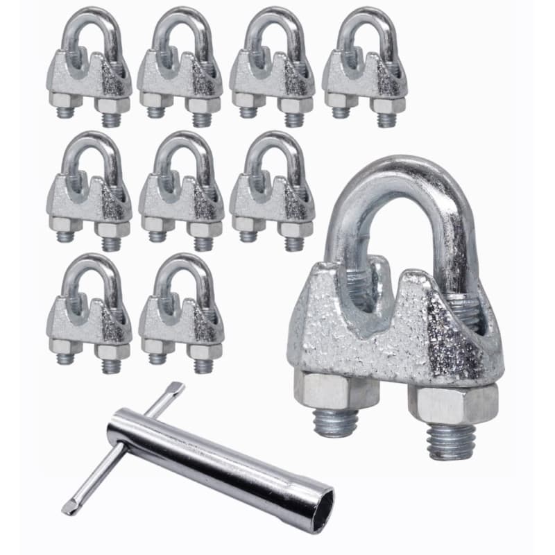 Lot de 10 colliers de serrage M8 en acier pour câbles de 10 mm