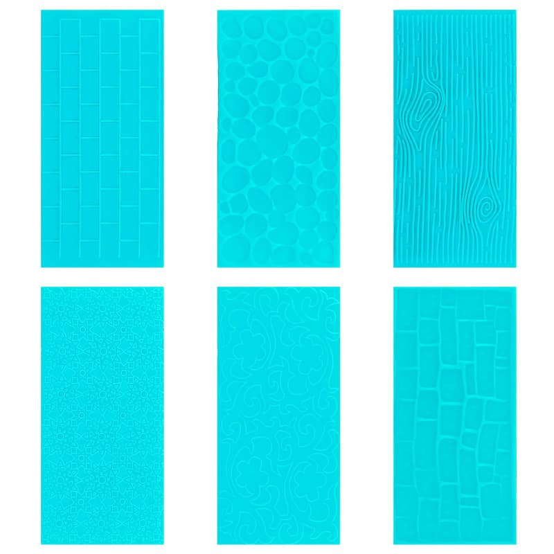 Set de 6 Embosseurs en Plastique pour Gâteaux - Tapis de Gaufrage à Motifs
