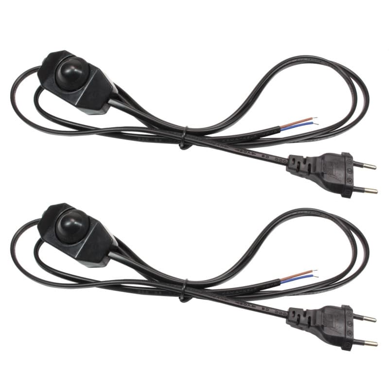 Lot de 2 Câbles de Lampe avec Variateur Rotatif - 1,8 m Noir