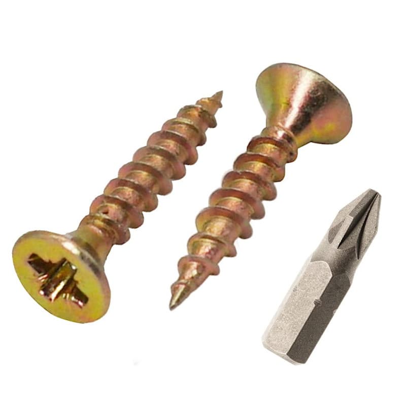 Lot de 500 vis à bois zinguées jaunes 3,0 x 13 mm - Idéales pour le bricolage