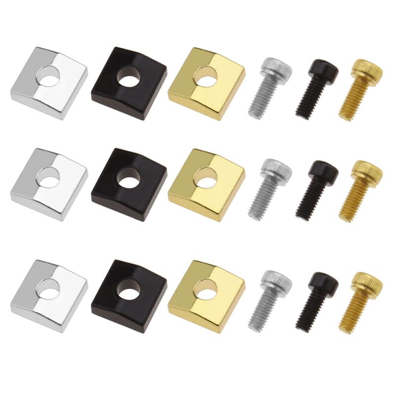 EMSea Lot de 9 Écrous de Verrouillage pour Guitare Électrique - Noir, Argent, Or