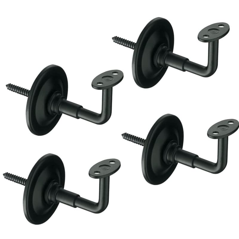 Lot de 4 supports muraux en acier noir pour rampes d'escalier