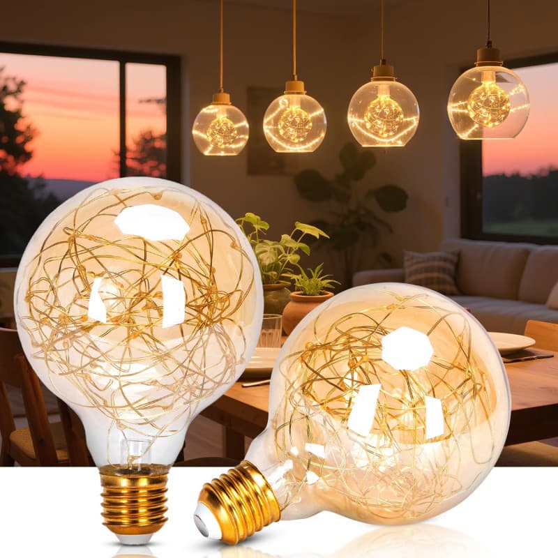 Ampoule LED Vintage E27 G95 - Lumière Chaude 2500K - Lot de 2