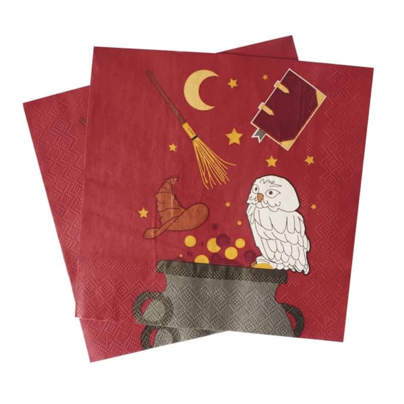 Serviettes Sorcier Bordeaux - 20 pièces pour Anniversaire et Événements