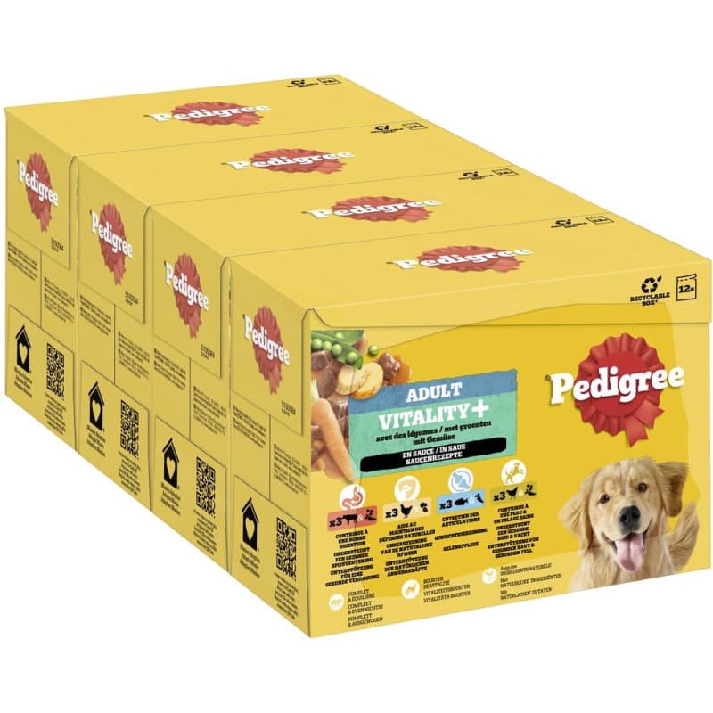 Pedigree Vitality+ Chunks Nourriture Humide pour Chien Adulte - Lot de 4 Sachets