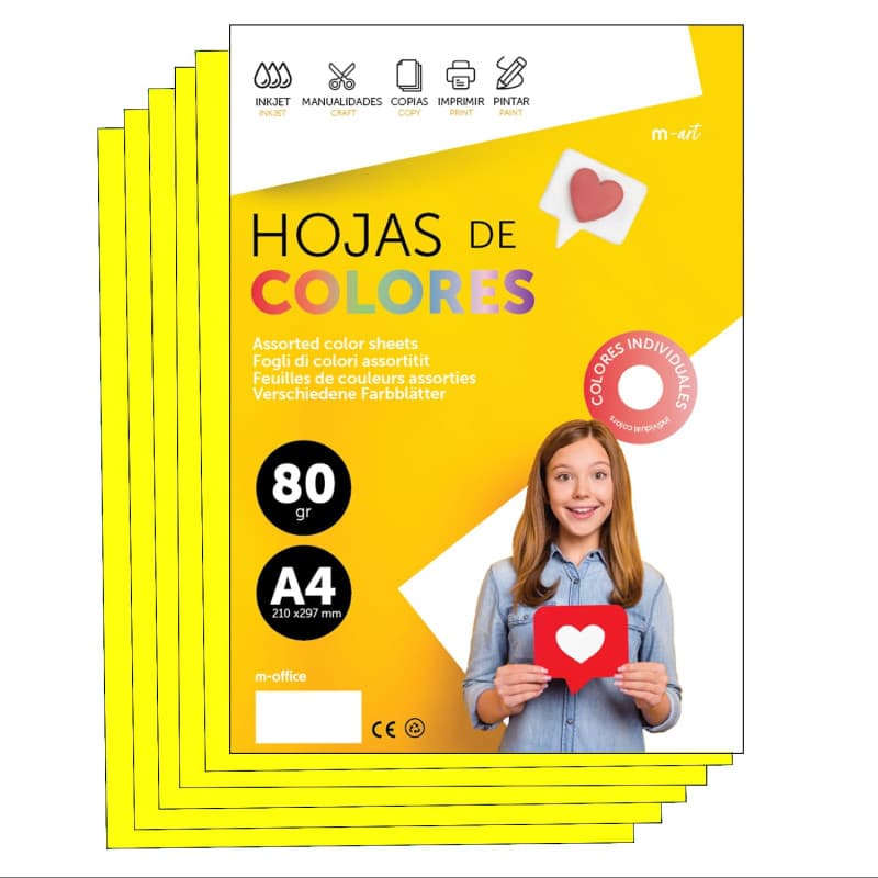 Papier A4 Couleur Jaune Fluo - 500 Feuilles pour Imprimante et Loisirs Créatifs