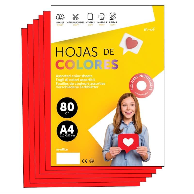 Papier A4 Couleur Rouge 80g - Idéal pour Imprimante et Loisirs Créatifs