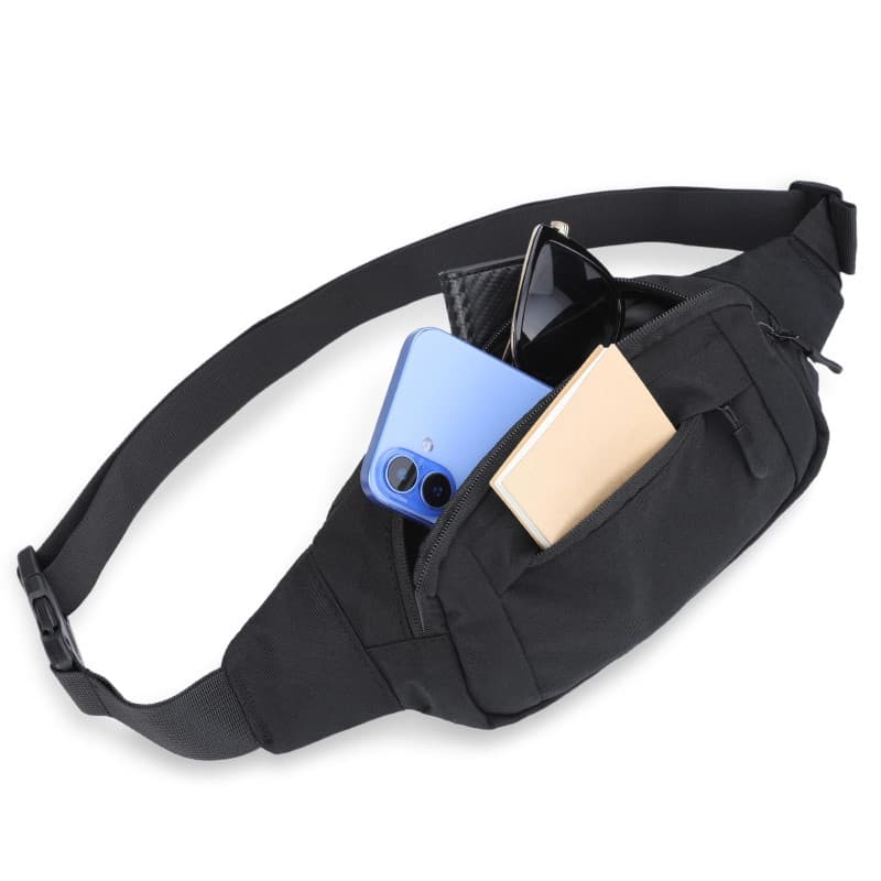 Sacoche Banane OTraki Noir pour Homme et Femme - Idéale pour Voyage et Randonnée