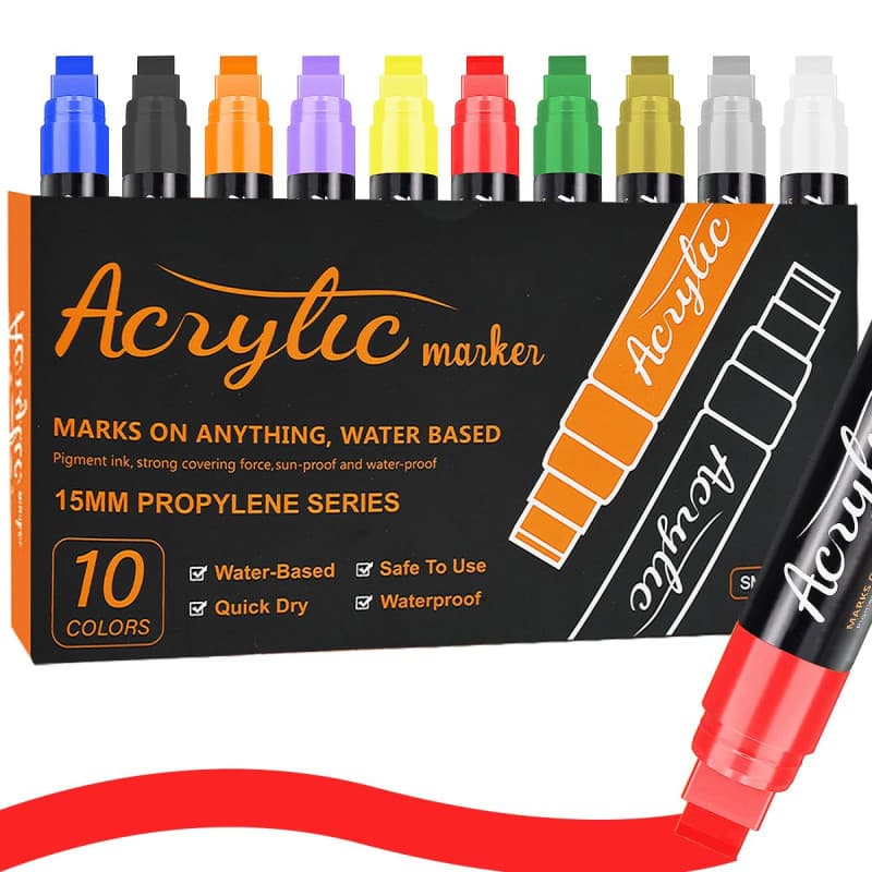 Lot de 10 Stylos Acryliques 3 en 1 Vunanvu pour Artistes