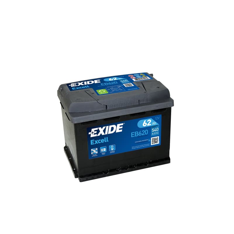 Batterie de Voiture EXIDE Excell EB620 62Ah 540A - Prête à l'Usage