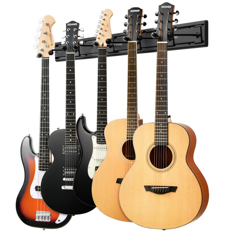 Support mural pour guitare Donner 5 - Noir, réglable pour tous types d'instruments