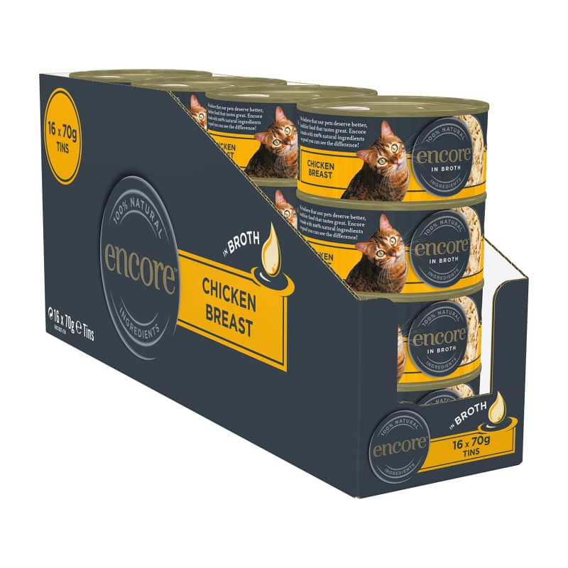 Encore Nourriture Humide Naturelle pour Chat au Poulet - 16 Boîtes de 70g