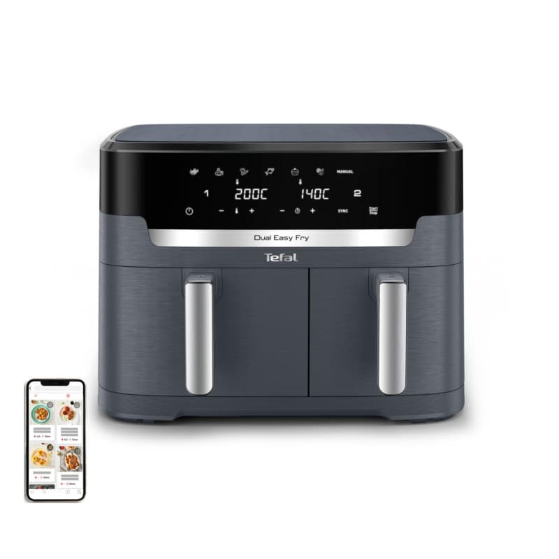 Friteuse à Air Chaud Tefal Dual Easy Fry 11L - Double Chambre Gris